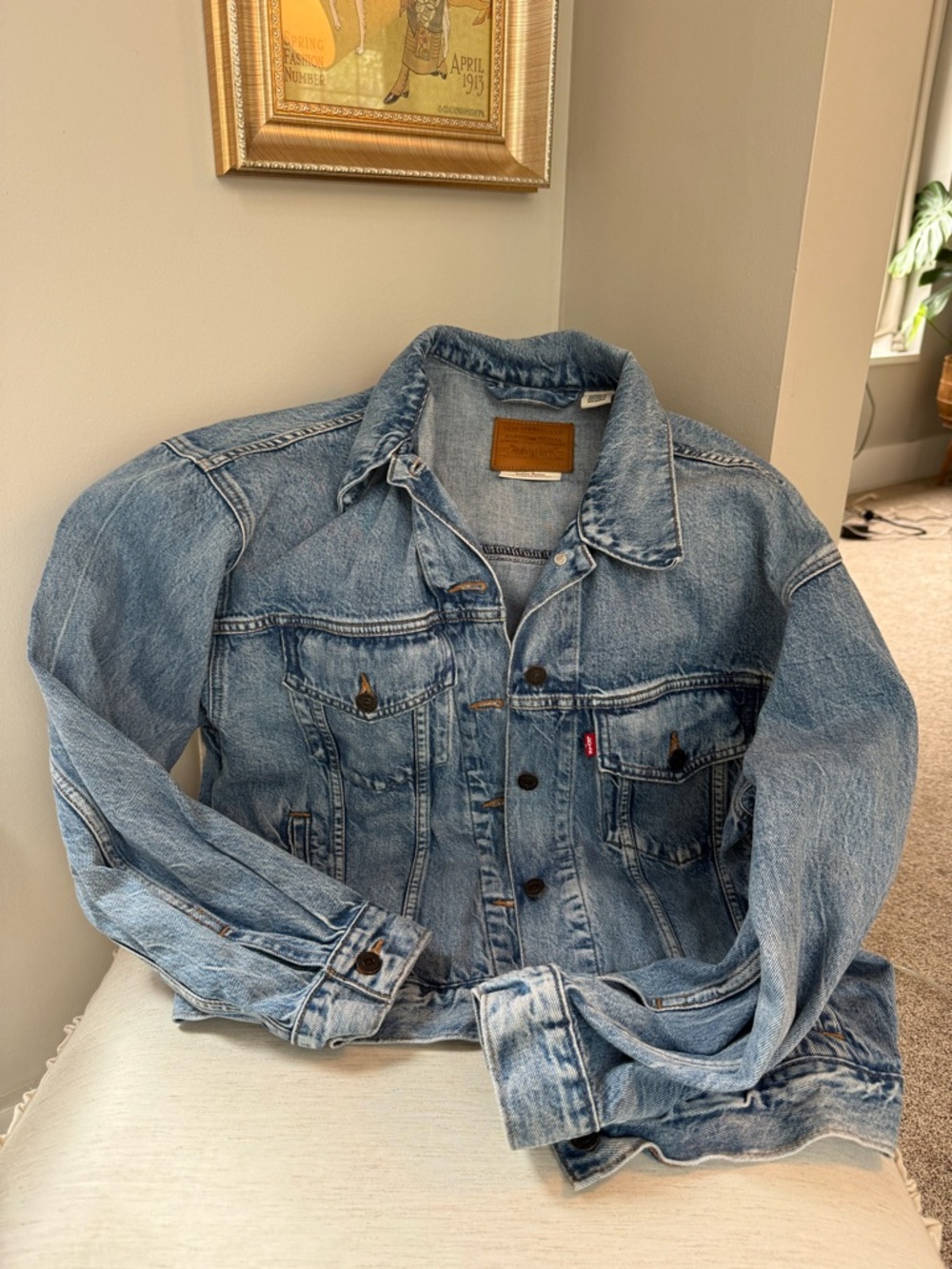 Levi's Light Blue Denim Jacket with Leather Patch